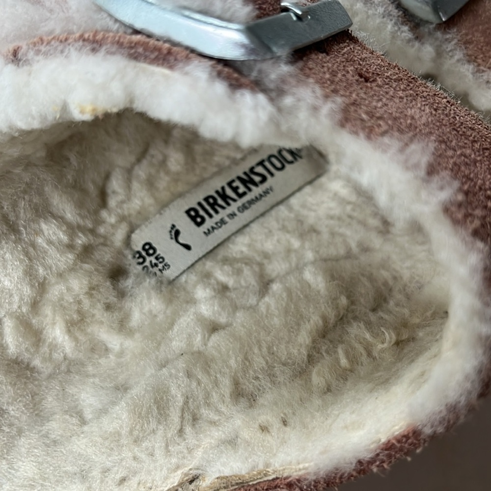Birkenstock Arizona Shearling Suede Leather Pink Clay Double Strap Sandals 7US - Picture 9 of 17